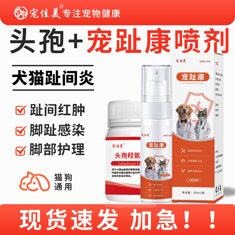 宠物趾间炎症猫狗指尖炎症脚趾红肿脚掌红肿宠趾康喷剂护理