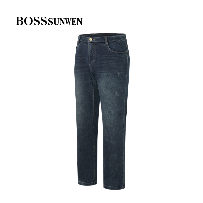 微弹力四季通用商务牛仔裤男士裤标准版