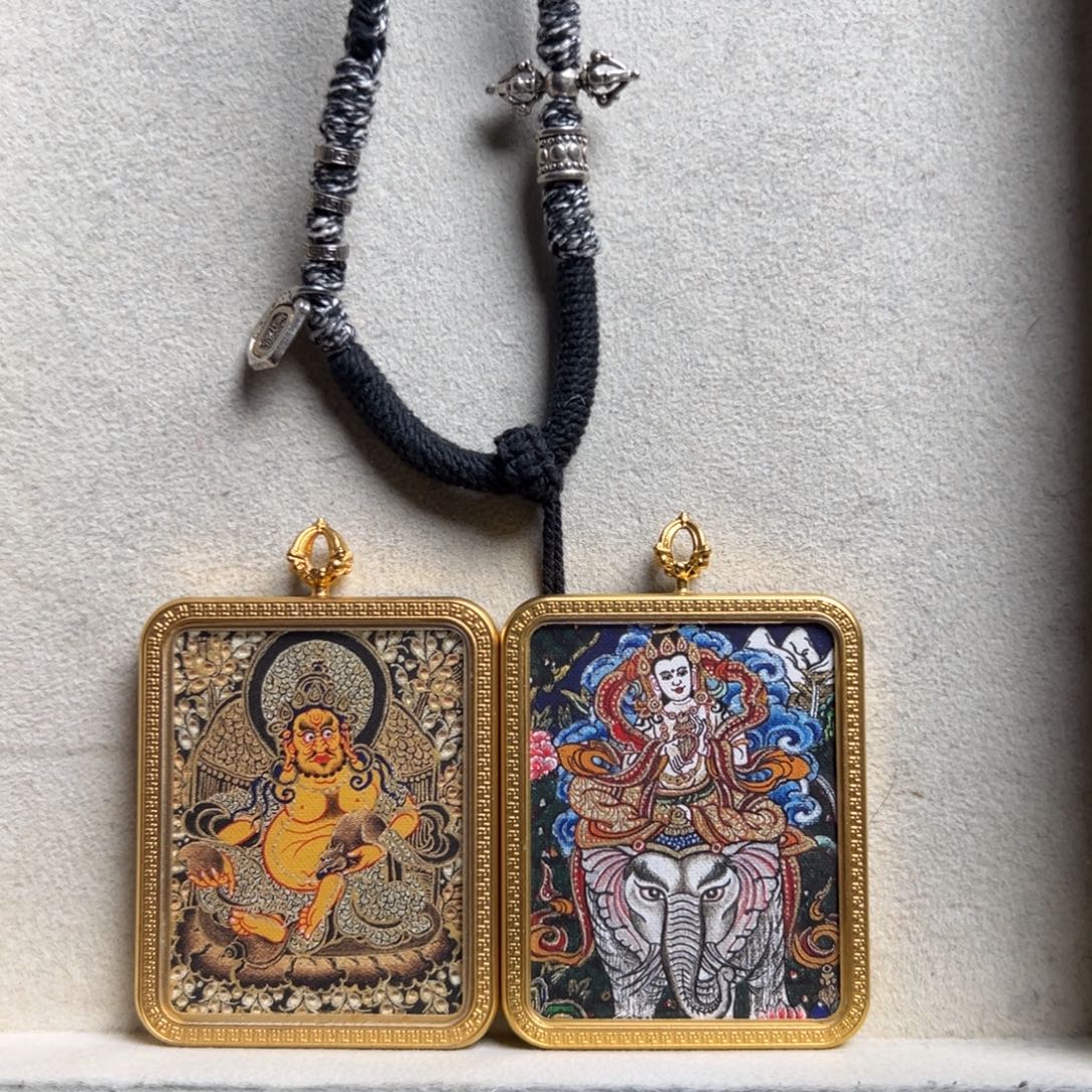 杏***吊坠双面定制普贤和黄c