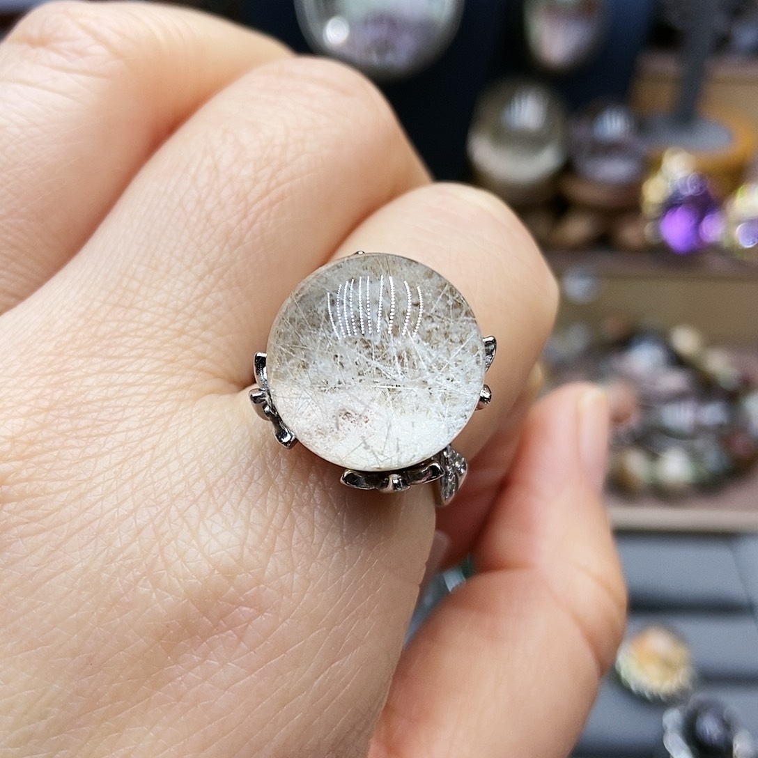 水晶戒指银S925镶嵌爱***喷