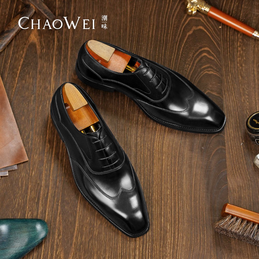 【潮味男鞋】男士爆款商务正装擦色手工真皮婚鞋系带皮鞋Y64-X126