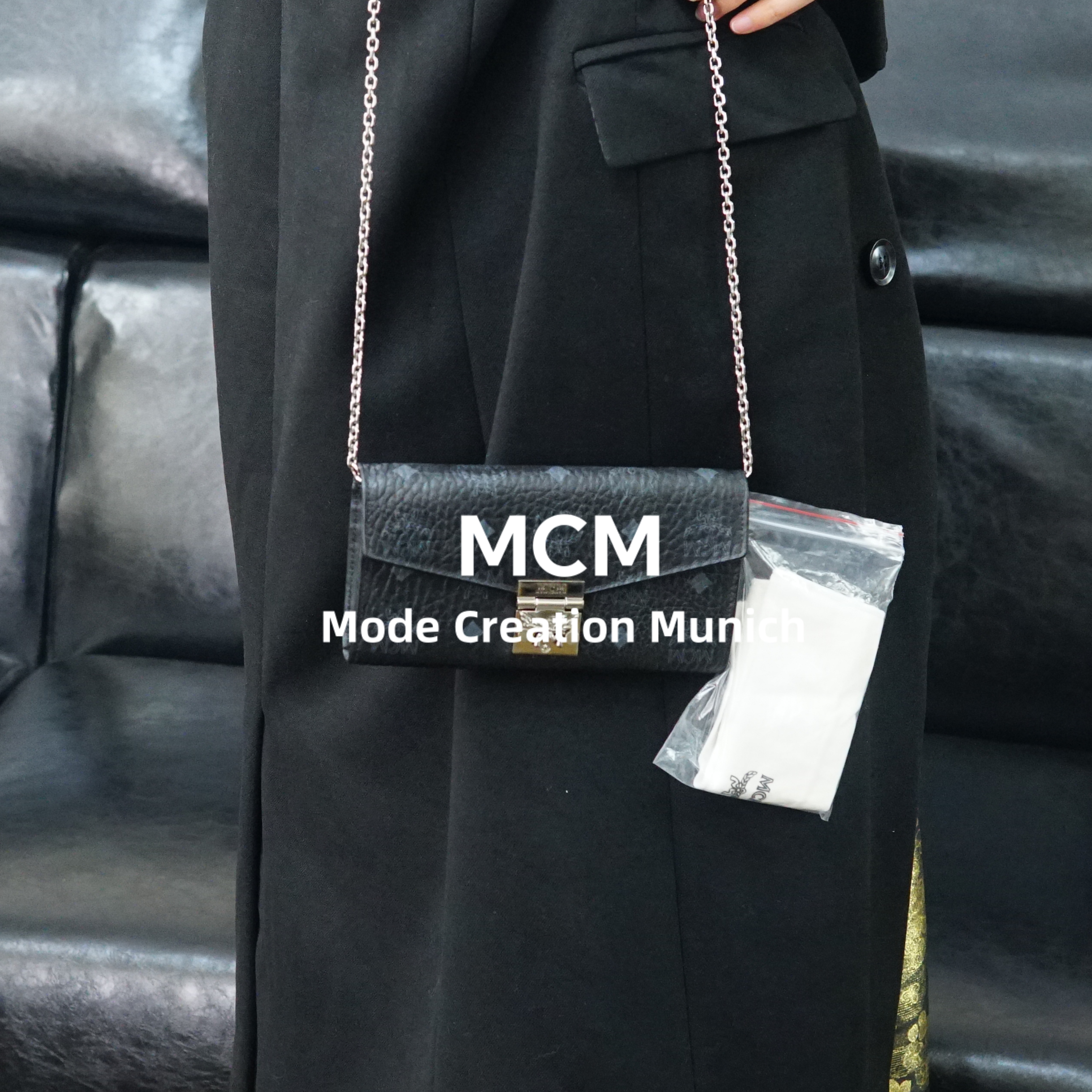 95新 MCM 黑色链条钱包/GS02519002/9002