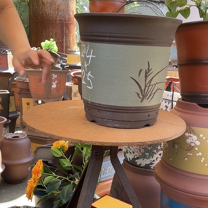 24绿色高栏花盆紫砂花盆