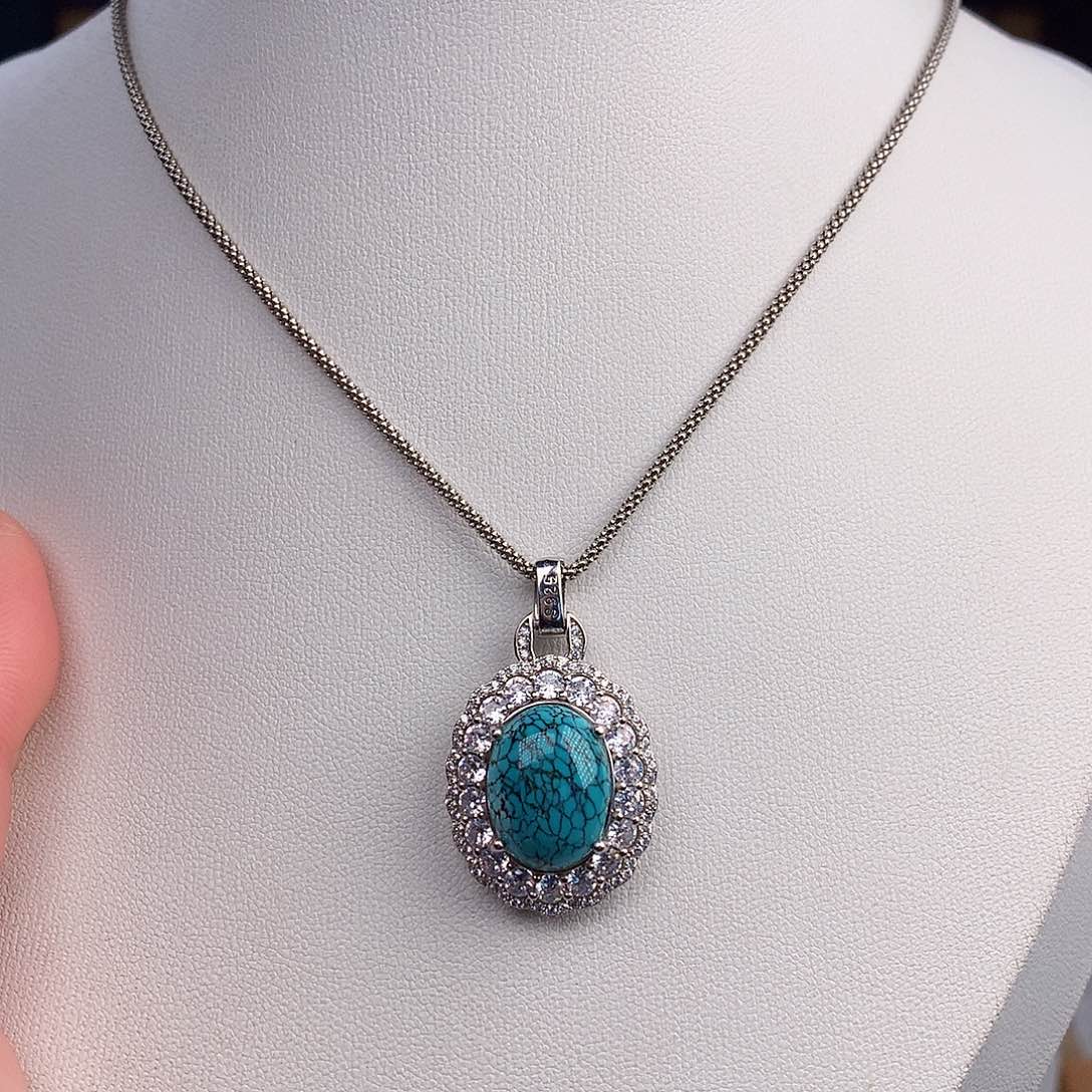 绿松石颈饰银S925镶嵌