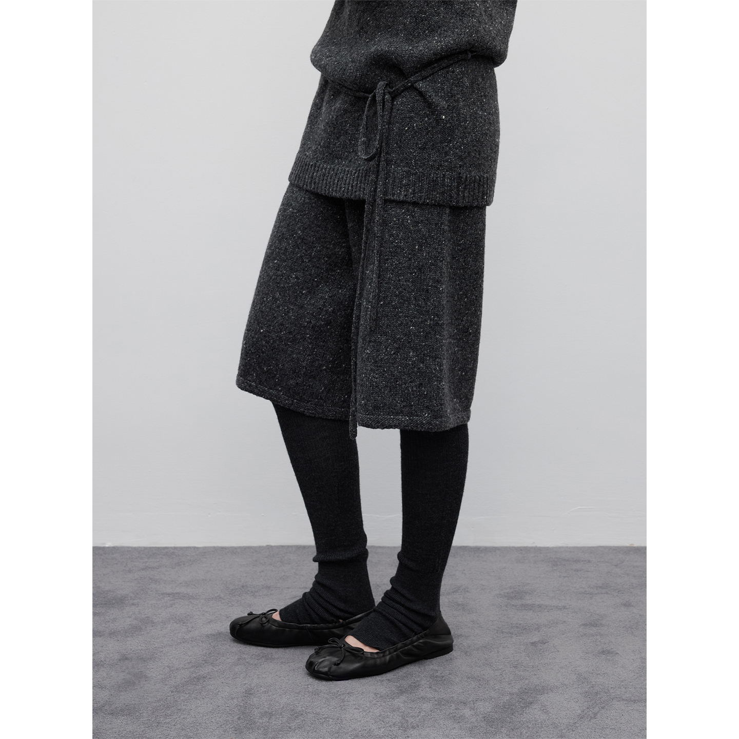 RandomPiece25冬新 绵羊毛混纺松紧腰彩点纱设计保暧羊毛针织中裤