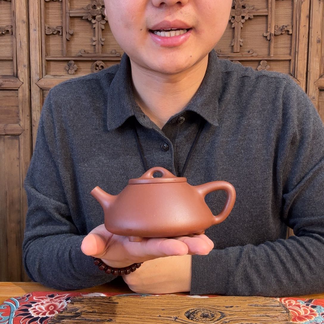 紫砂茶壶精工石瓢300cc清水泥