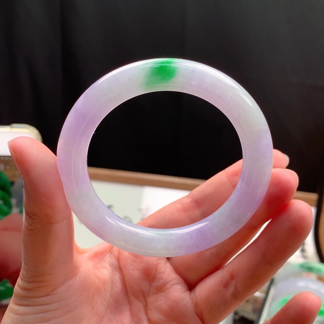 圆条 缅甸A货翡翠手镯 