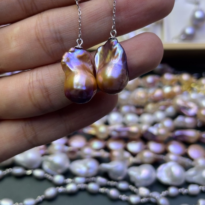 淡水珍珠耳饰银S925镶嵌