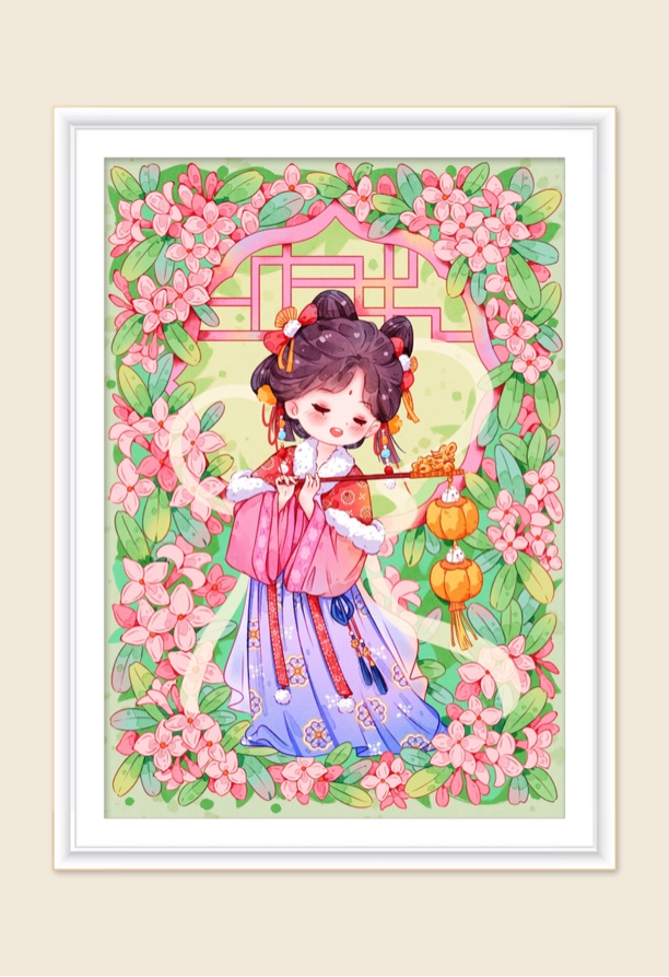 新疆长绒棉*瑞香花-冬至70*95大格57色十字绣(精准印花）