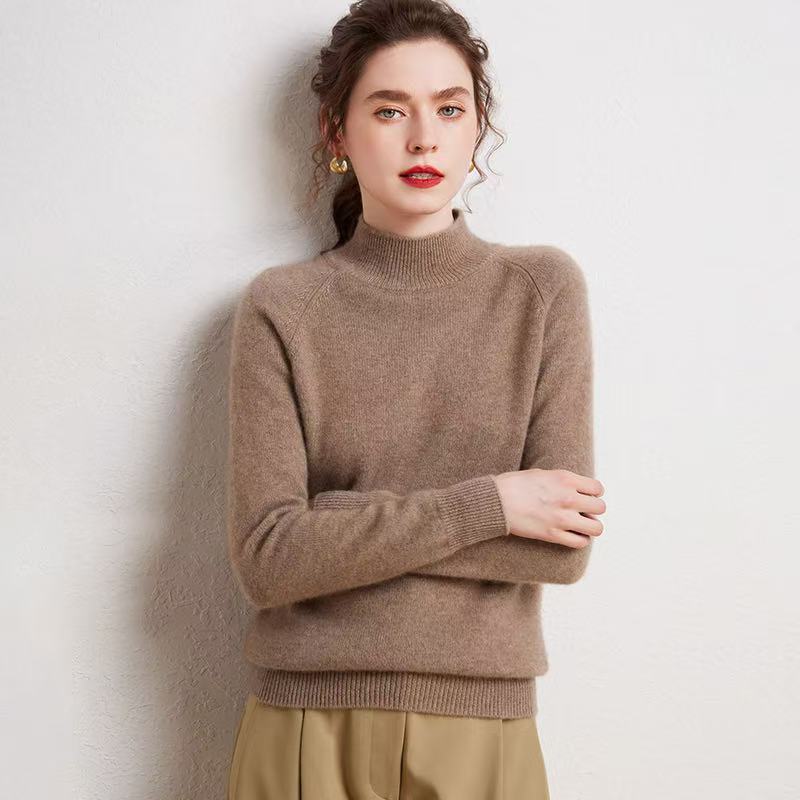 【加厚款半高领】纯山羊绒七针双股加厚插肩宽松韩版纯色打底