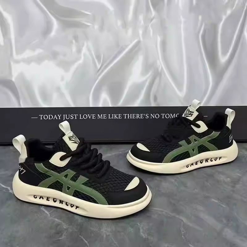 夏季板鞋飞织休闲厚底百搭平跟春夏图案网面鞋透气舒适男士潮流