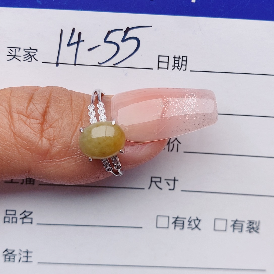 翡翠戒指银S925镶嵌戒指