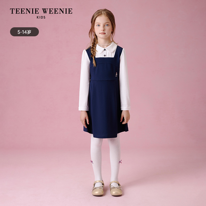 TeenieWeenie Kids小熊童装25年学院风假两件连衣裙TKOM253851B
