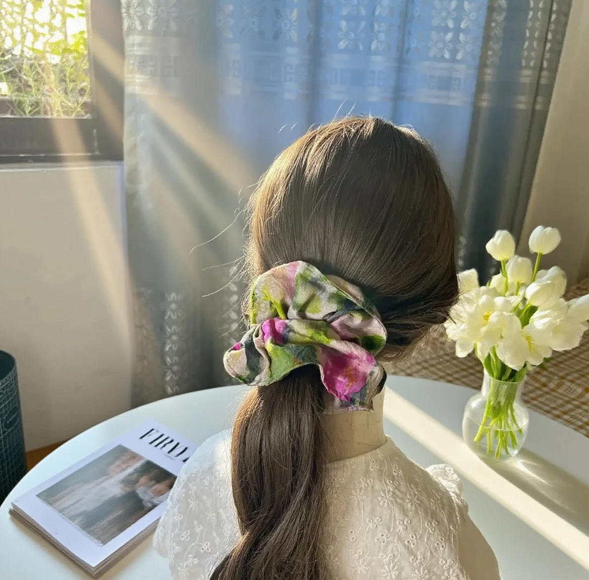 油画风大肠发圈2025新款森系发绳发饰高级小众设计马尾氛围感头绳