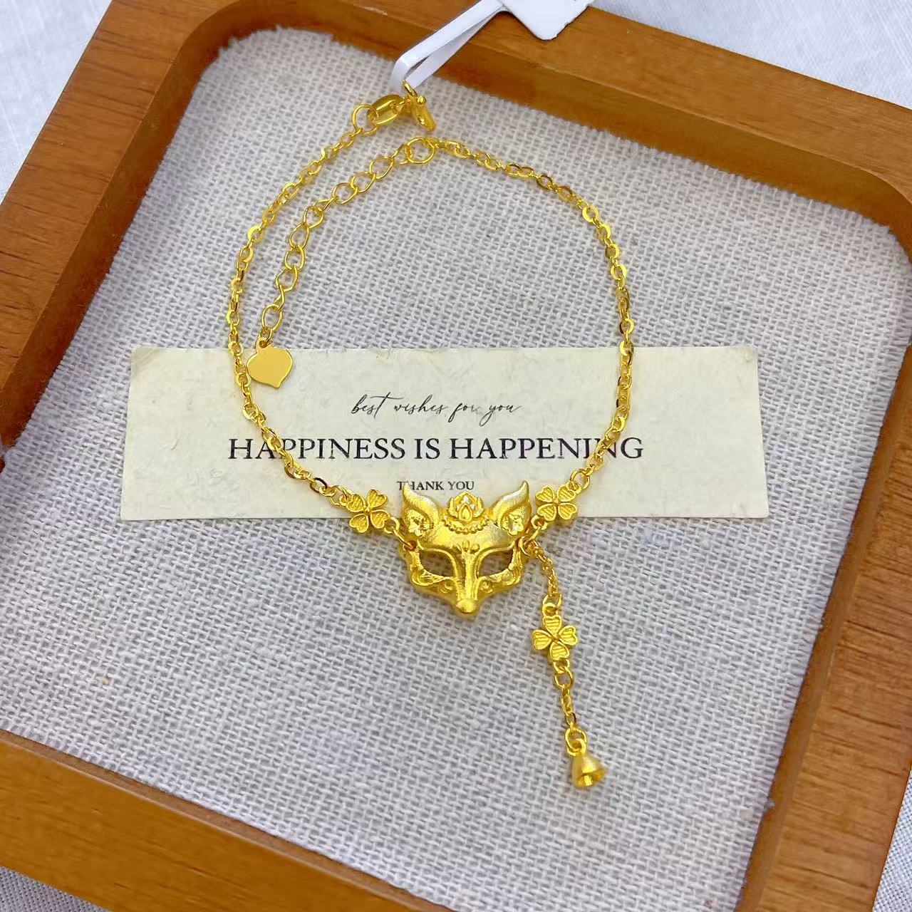 【小花提溜狐狸面具黄金手链】足金999 不支持7天无理由