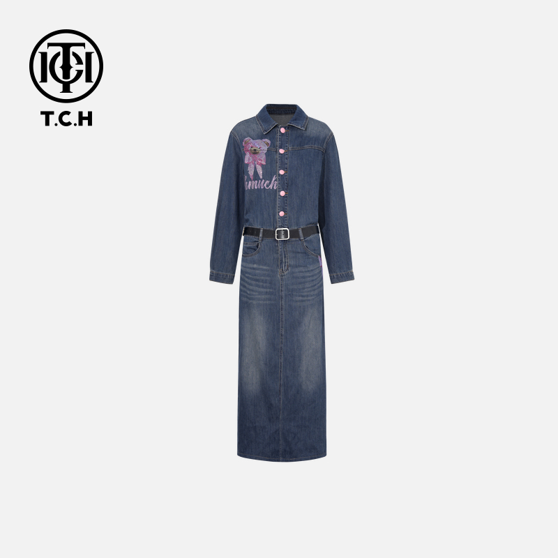 TCH私服烫钻工艺时尚淑女百搭新潮流连衣裙女T75A30E5029轻奢tch