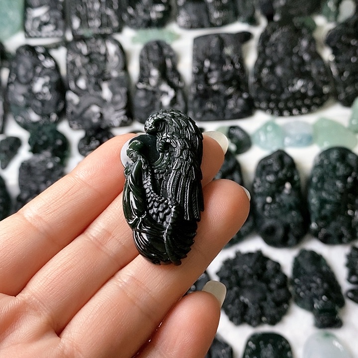 【闪购商品】翡翠颈饰未镶嵌墨翠天使