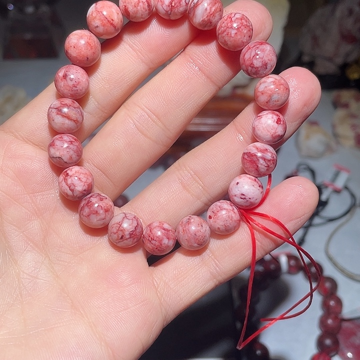 天然辰砂原石手串