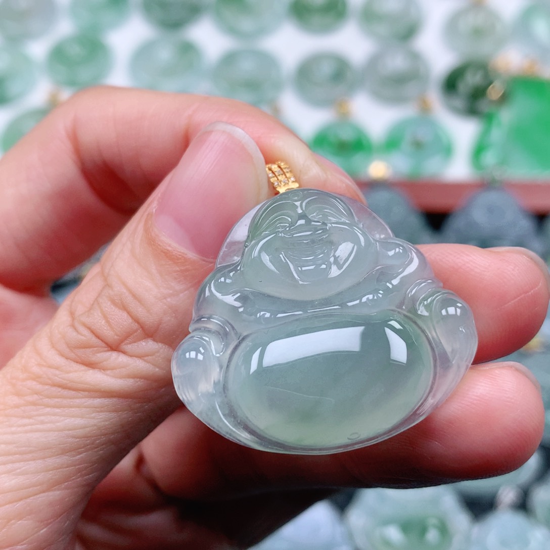 翡翠吊坠(不含链)18K金镶嵌