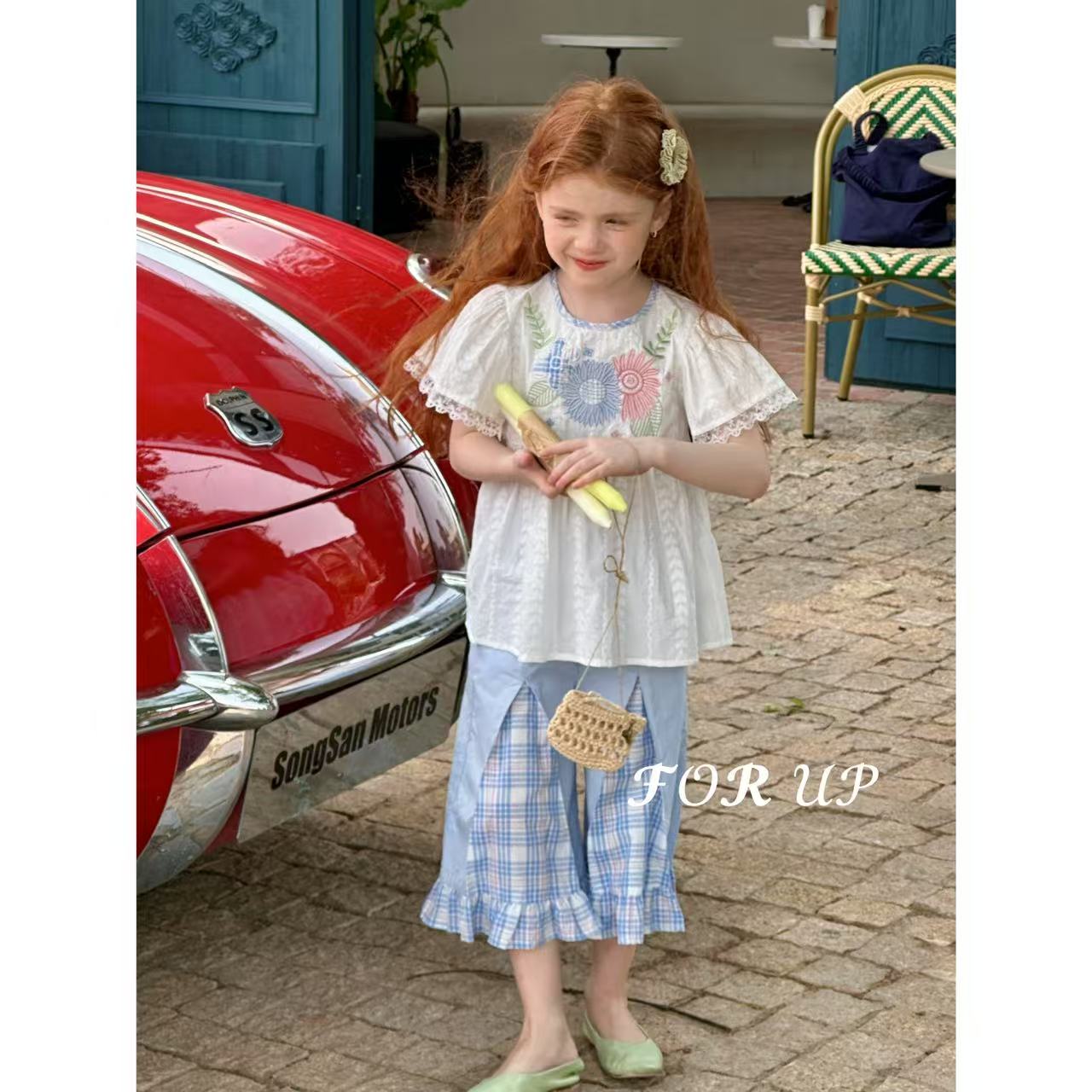 【现货】251-FU-85133多色[FORUP]法兰花朵刺绣提织树叶八分裤套装