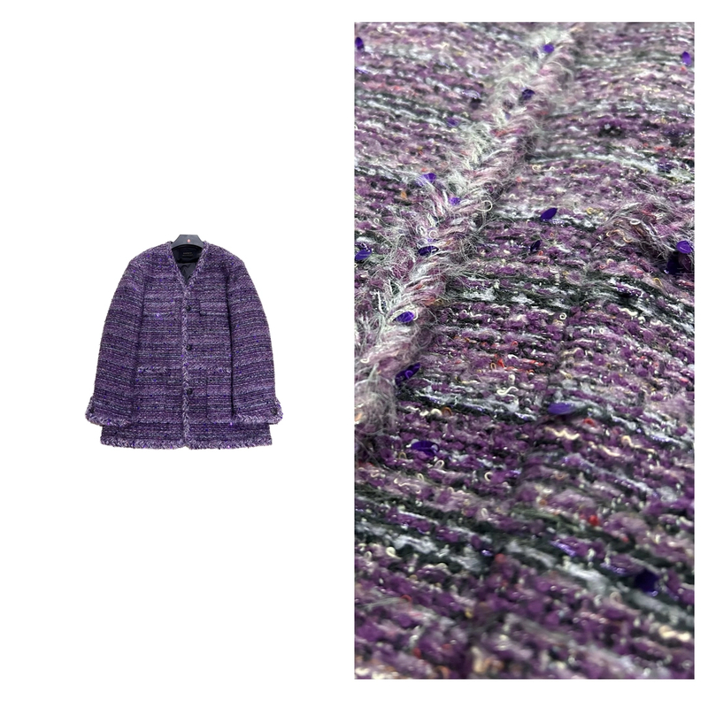 【紫水晶】羽绒2024新款冬季手工纺绵羊毛毛呢设计师名媛时尚外套