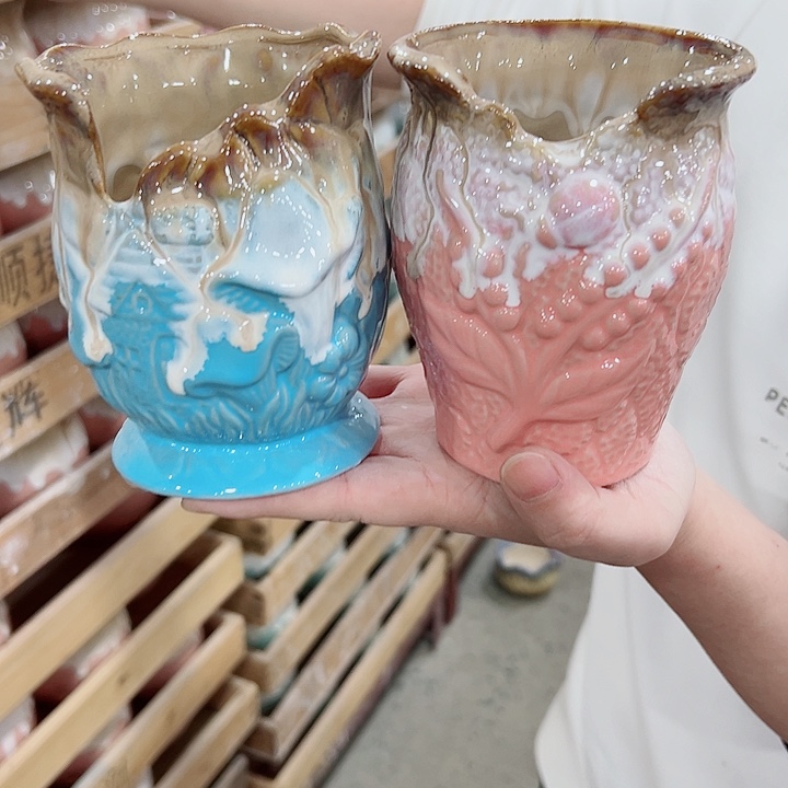 有孔.凑满10元发货多肉陶瓷花盆！