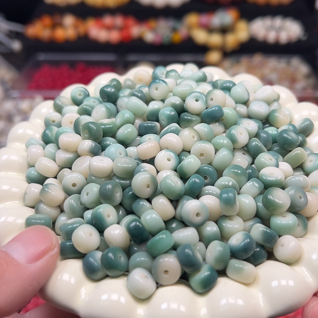 菩提根/象牙果手串500颗绿色药片卡9