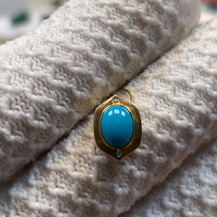 绿松石珠宝奇石18K金镶嵌Ａ４３１