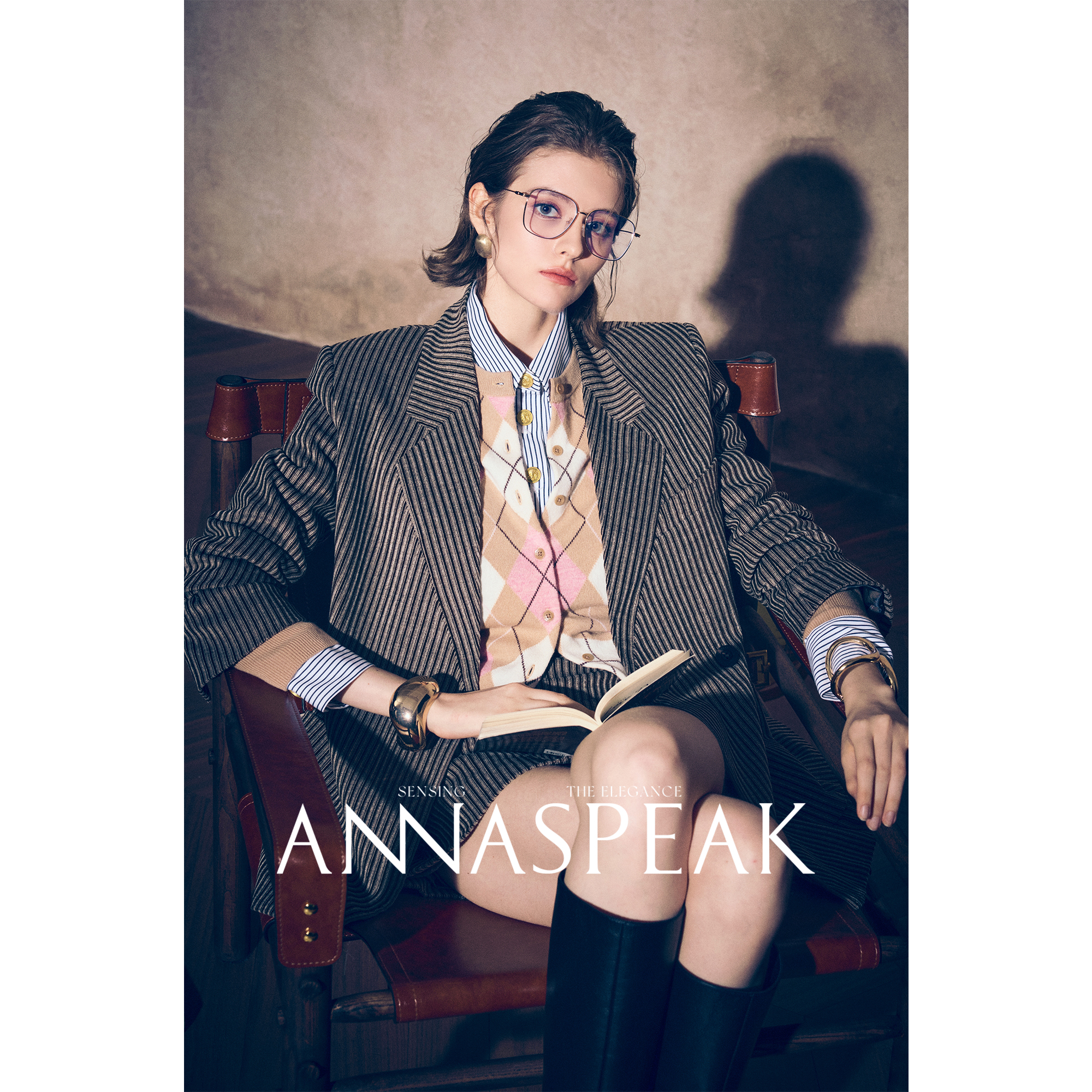 ANNASPEAK“盗梦空间"解构假领 复古美拉德灯芯绒西装/半裙套装AS