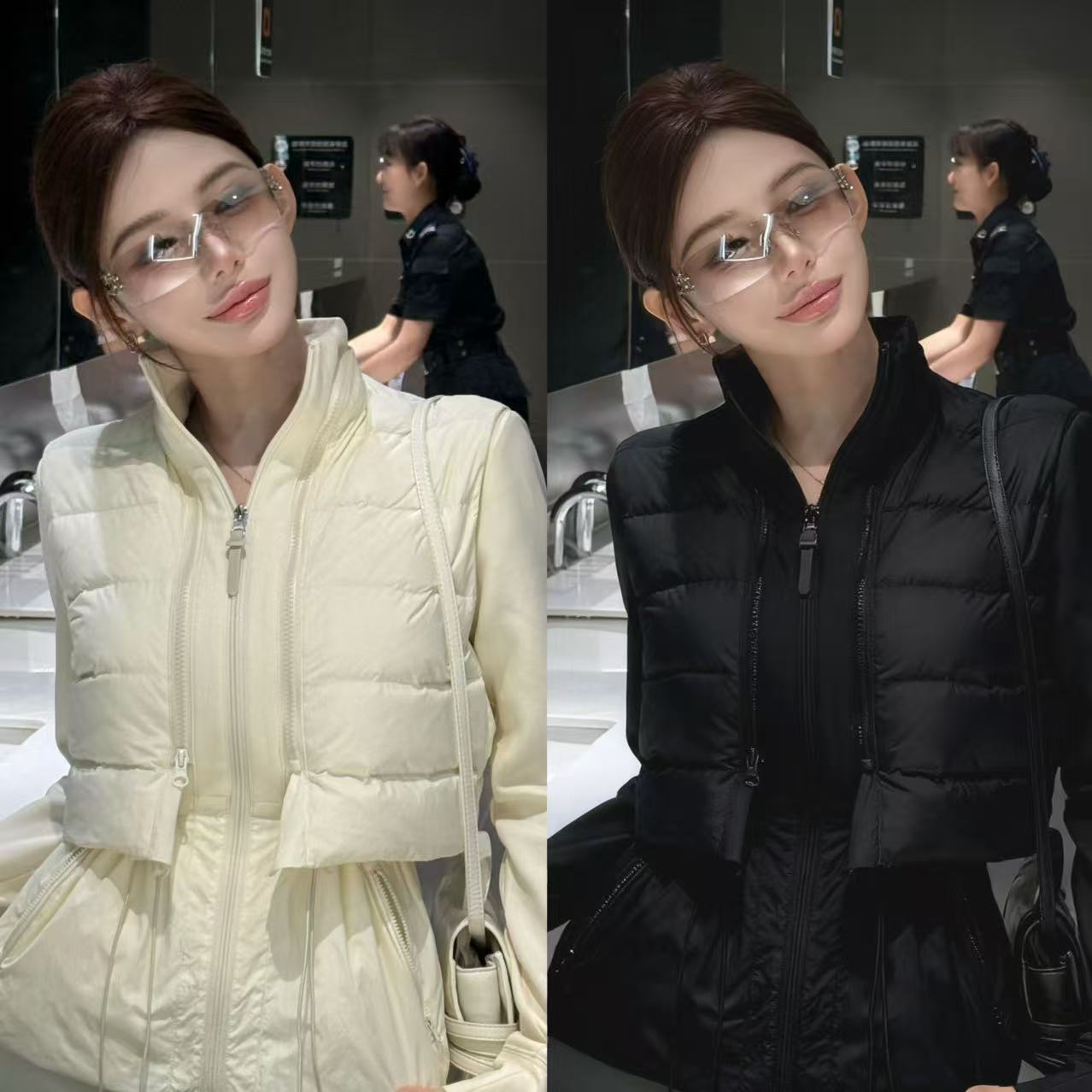 粉红PINK丨“舒适区”90白鸭绒真两件保暖时尚羽绒外套FH25D4C3844