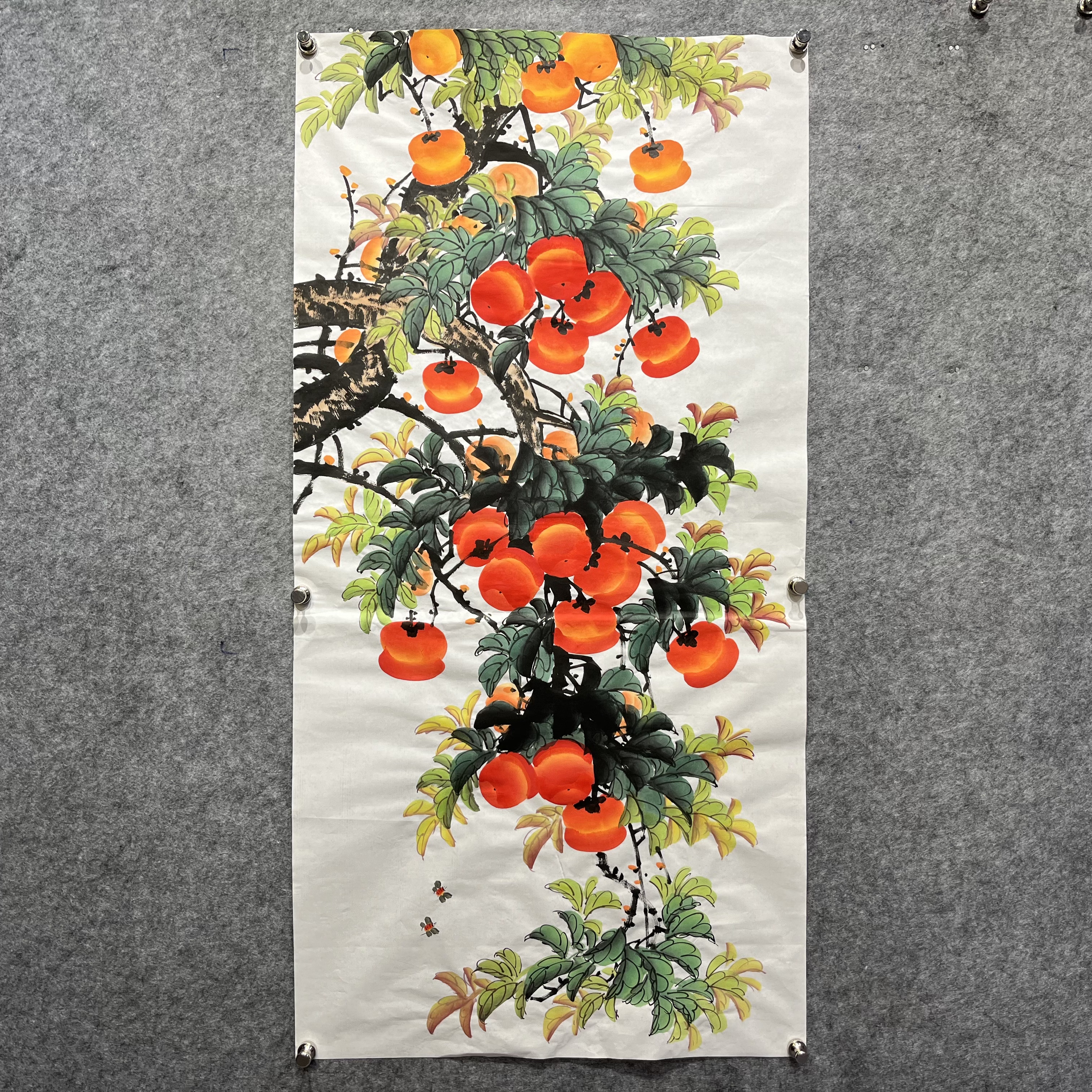 齐振家亲笔手绘竖画作【事事如意】75*150cm送龙纹圆筒收藏送礼作品