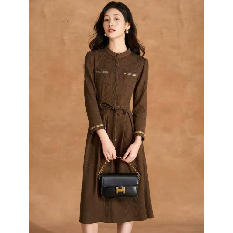 【Y3415】长袖连衣裙新款入秋冬妈妈气质高端品牌重要场合裙子