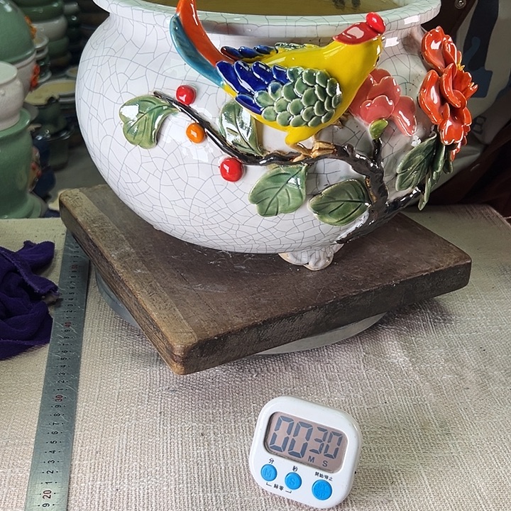 田***娘泳坤堂石湾花盆陶瓷