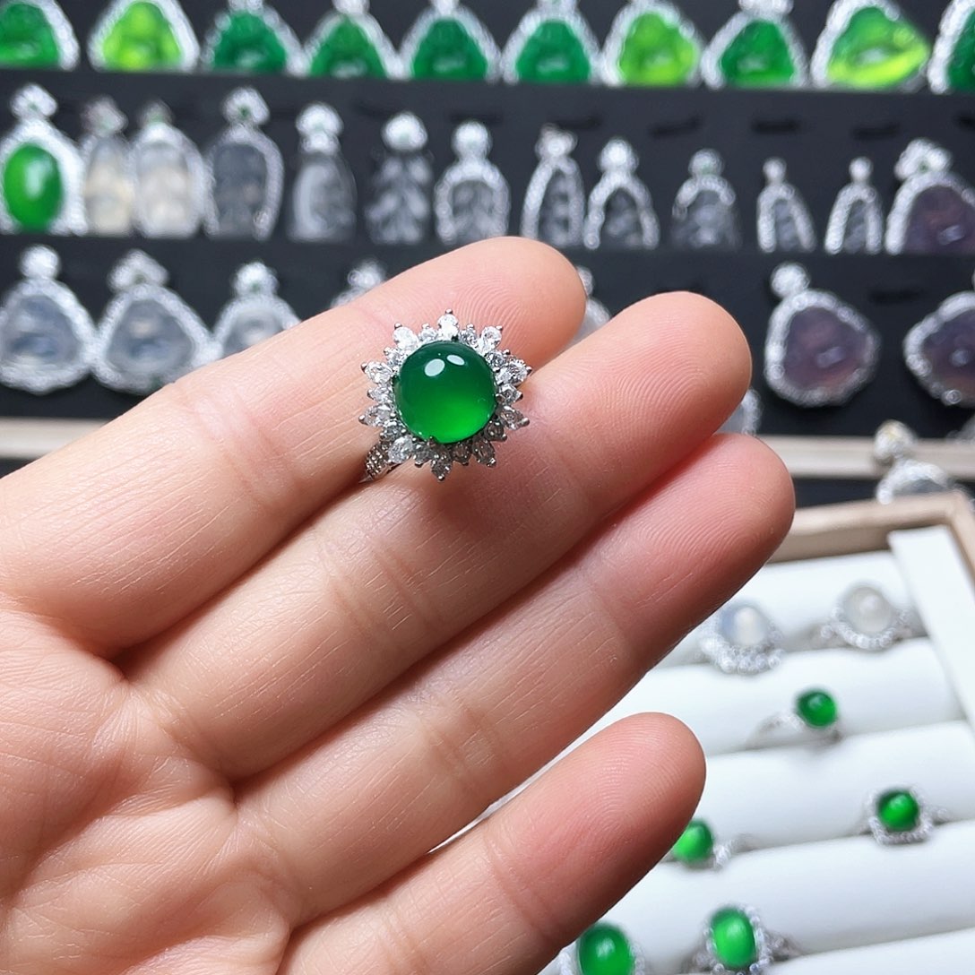 玛瑙/玉髓戒指银S925镶嵌