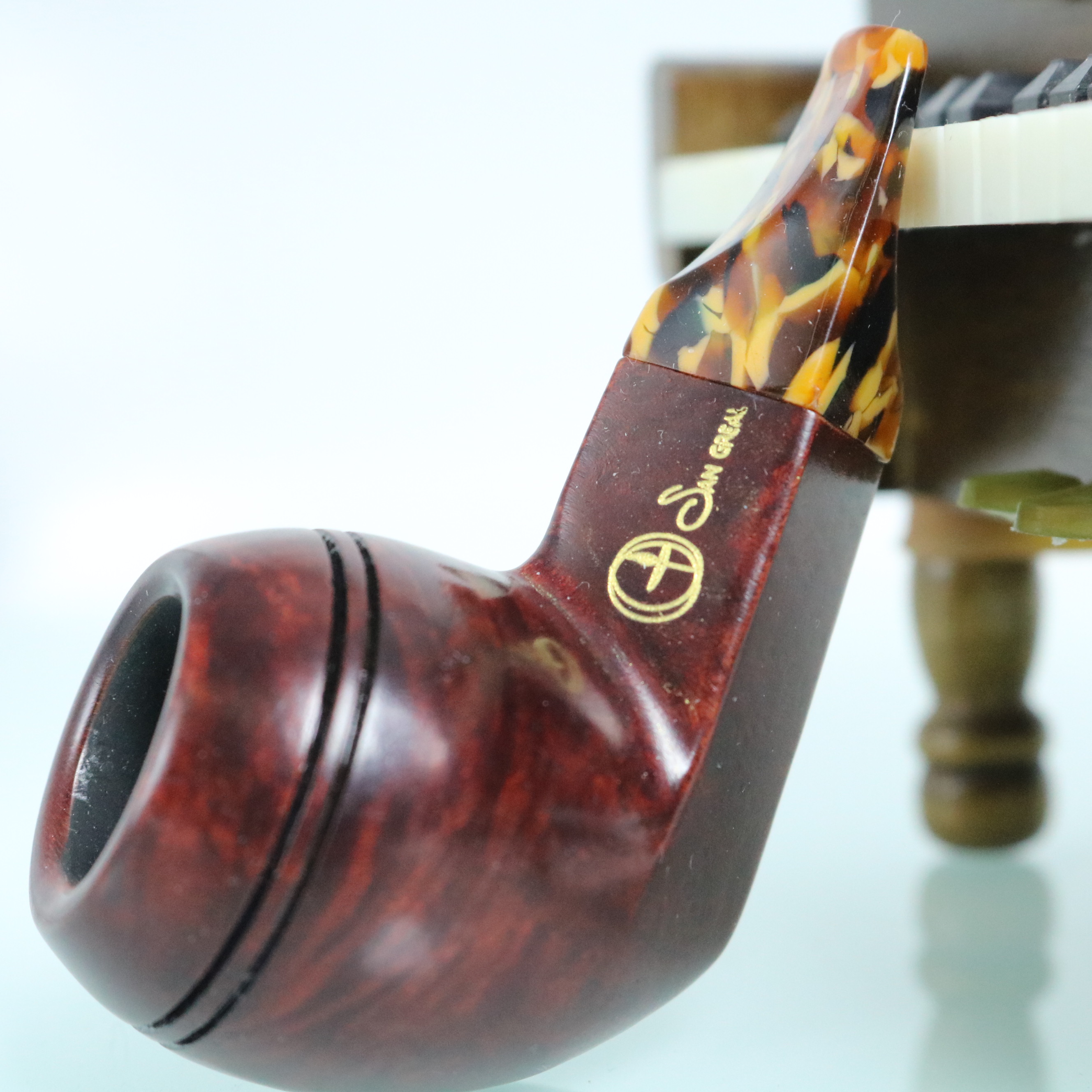 意大利烟斗SANGREAL手工石楠木小暖鼻拉菲红牛头烟斗