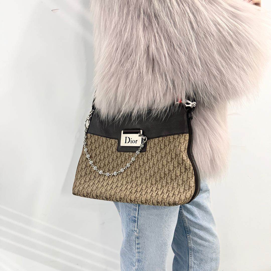 95新 DIOR/迪奥 中古巨好看老花斜挎/0542