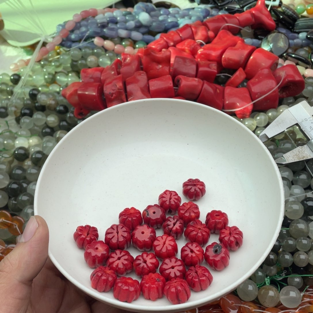 玛瑙/玉髓珠宝半成品未镶嵌一个装14mm红精灵南瓜珠