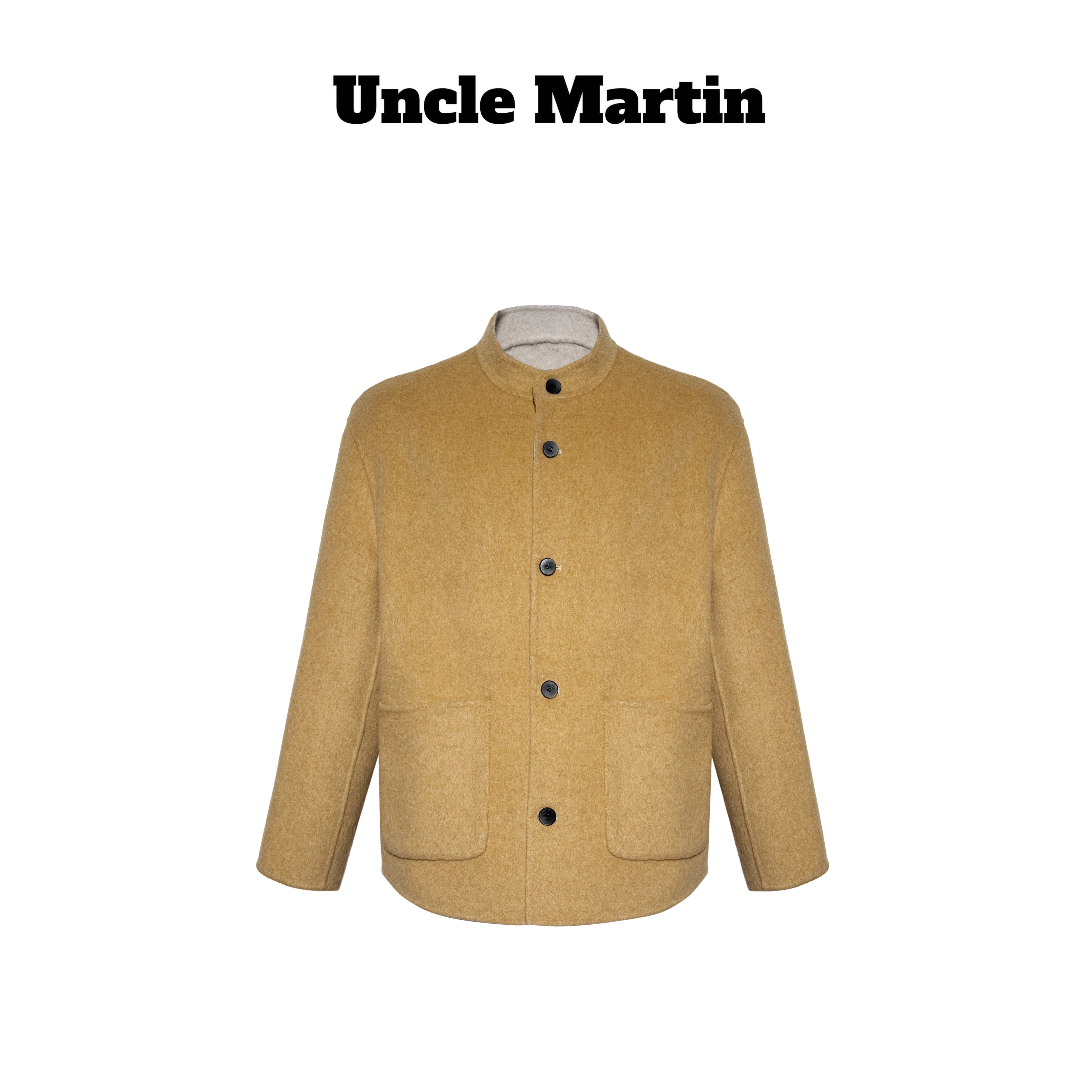 马丁叔叔 『芬家羊毛』冬季立领宽袖宽松型双面穿毛呢外套 650