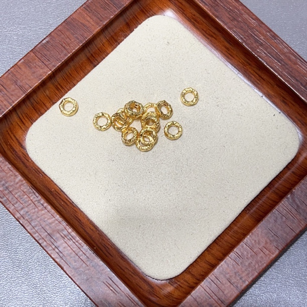 足金999卡6mm圆形盘缠锤纹复古手工百搭简约