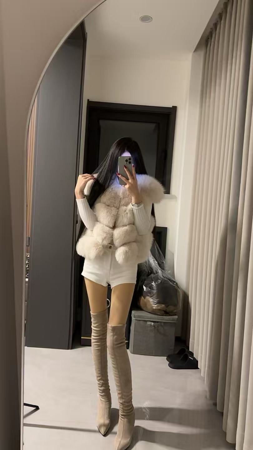 【小蛮腰】秋冬新款ins风韩系狐狐毛真毛小飞袖显瘦马甲