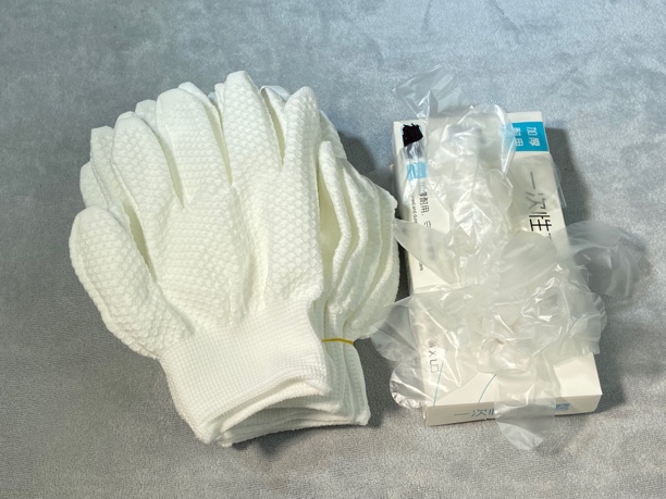 崖柏盘玩套装手套5双+一次性手套一盒手串加厚耐磨白色针织