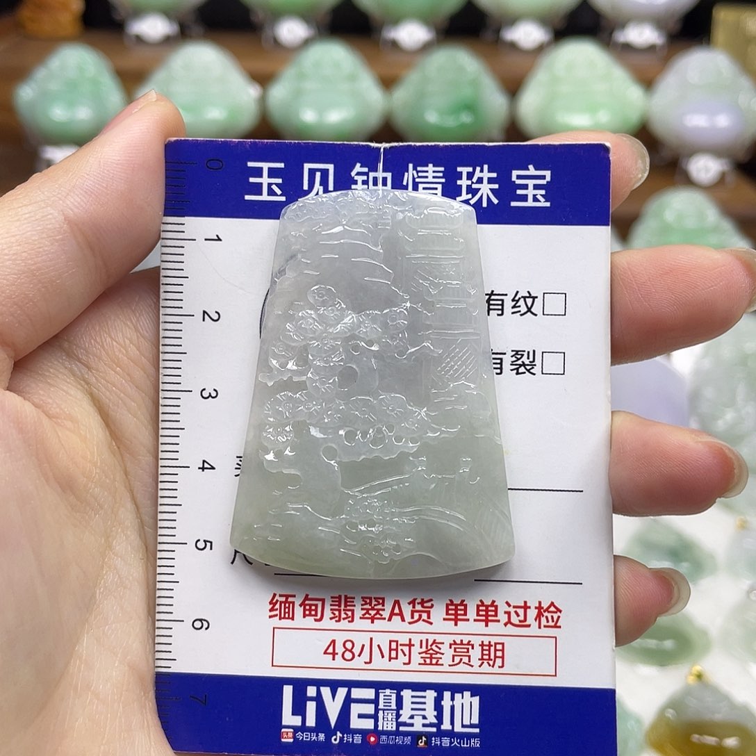 翡翠未镶嵌颈饰山水牌