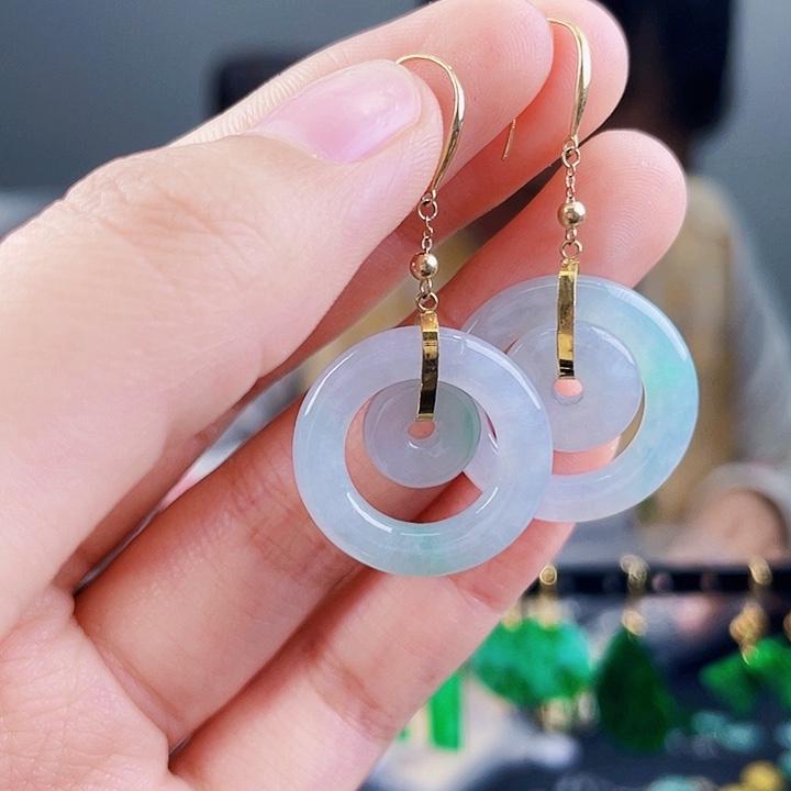 翡翠耳饰18K金镶嵌饰品