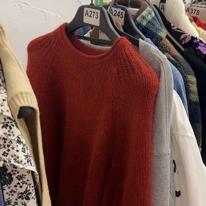 林***深今天新款 红色短袖毛衣