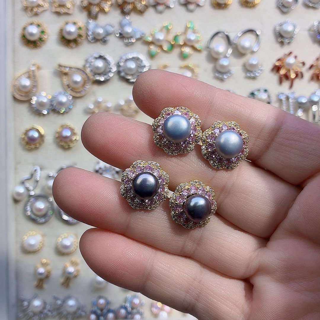 深***星耳饰淡水珍珠合金