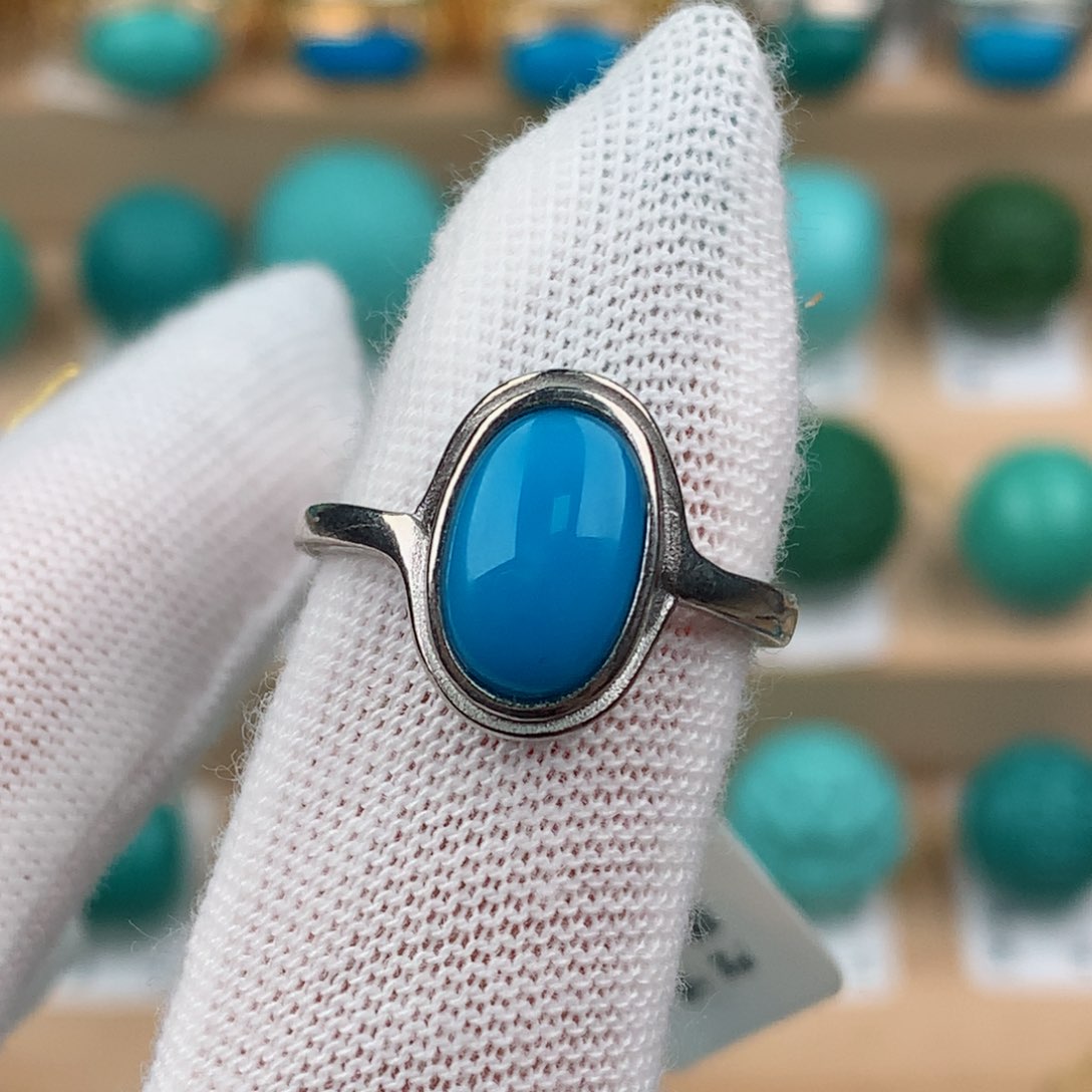 绿松石银S925镶嵌女戒