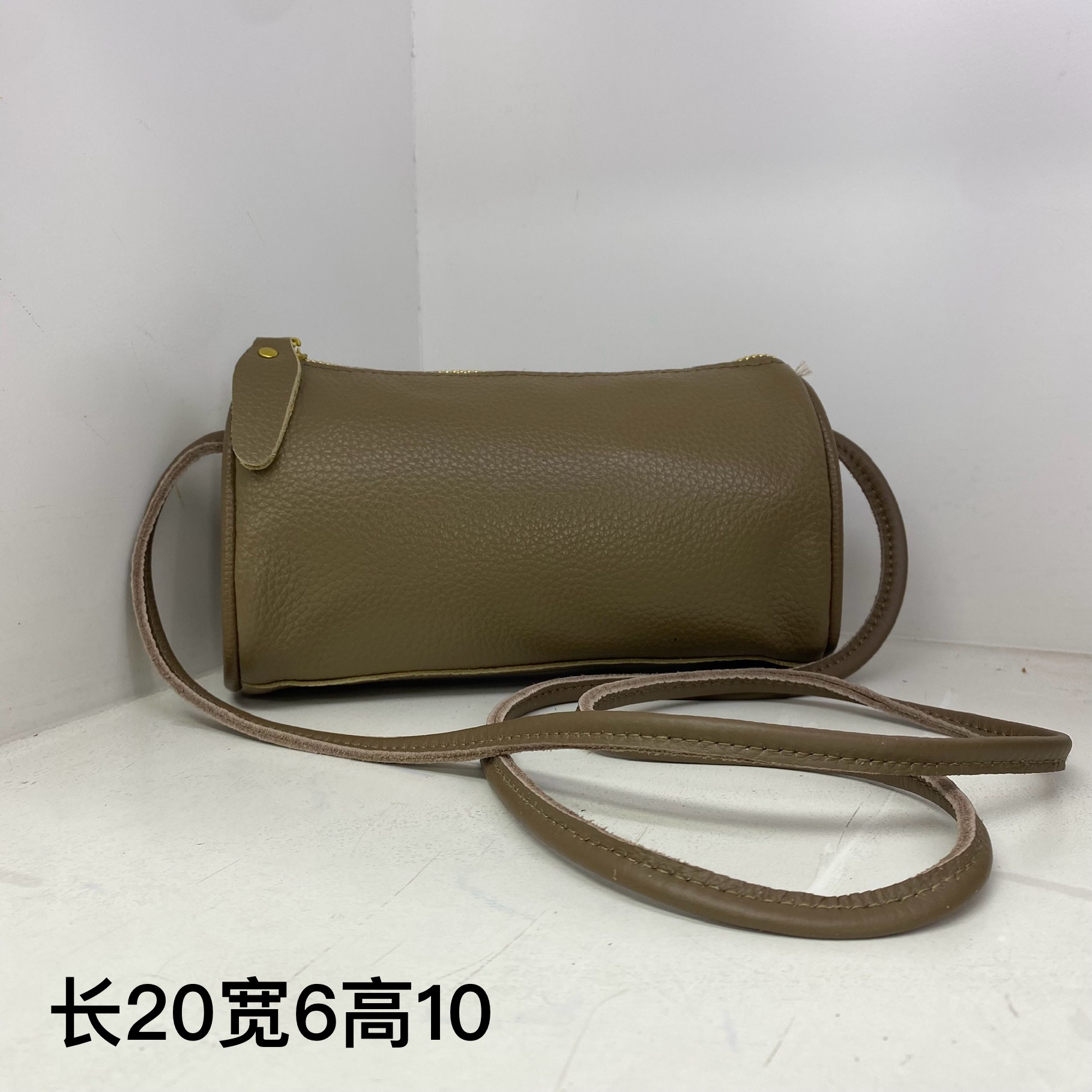 【头层牛皮】真皮单肩斜挎包跨简约新圆桶