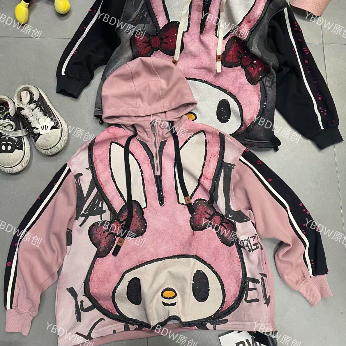 【536】秋冬新款连帽重工兔头猫韩版宽松显瘦百搭时尚洋气大版卫衣