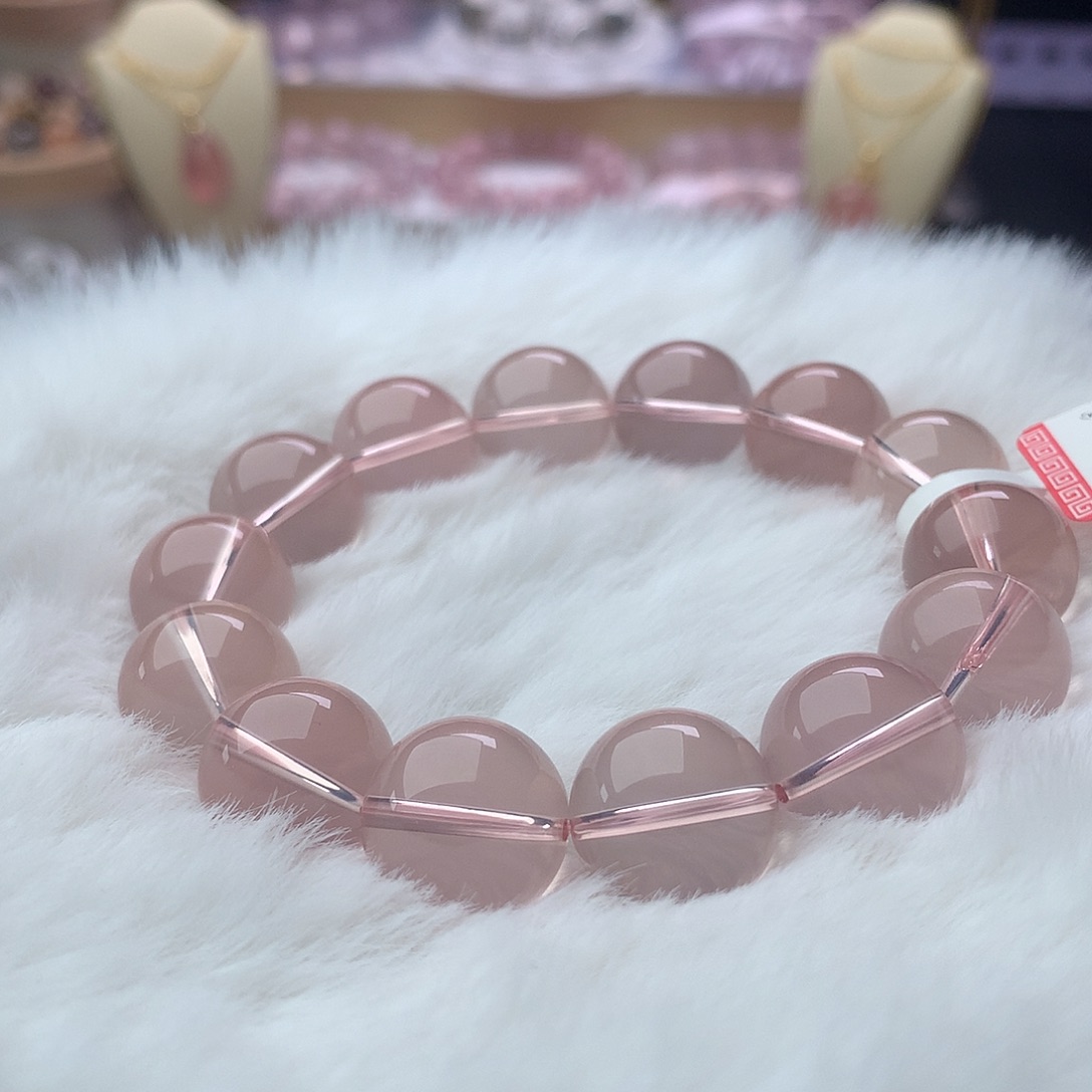 水晶未镶嵌手串冰橘粉