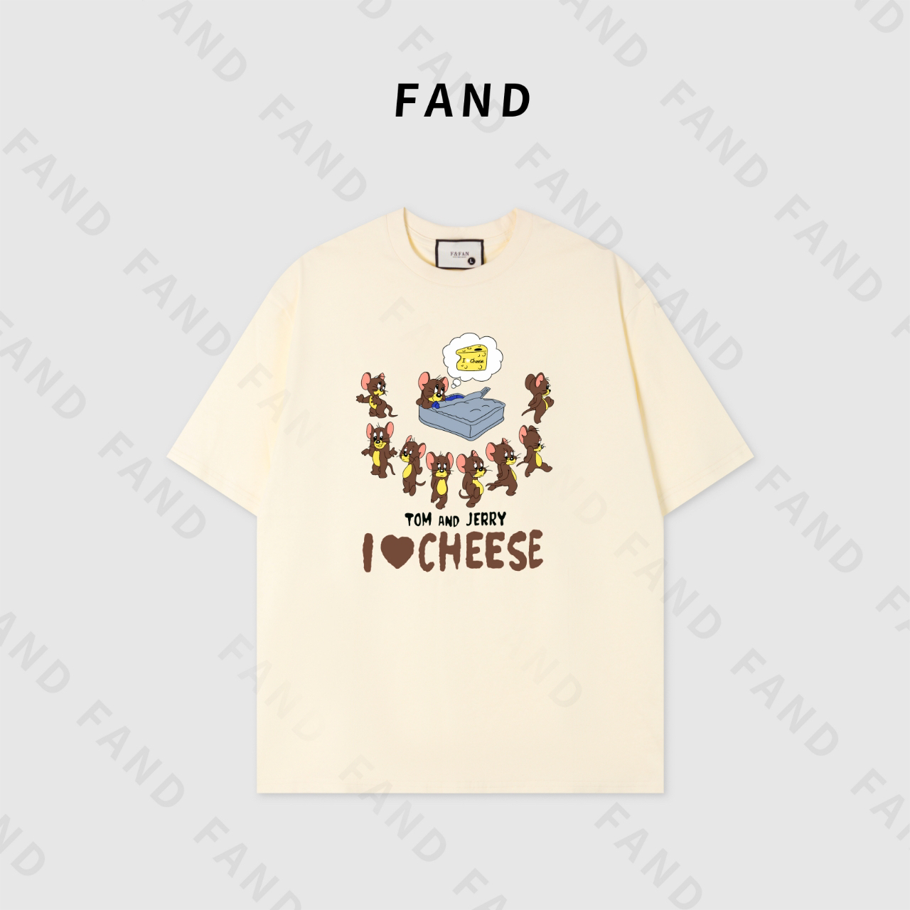 FAND品牌【杰瑞】夏季情侣装时尚小众卡通印花宽松圆领短袖T恤